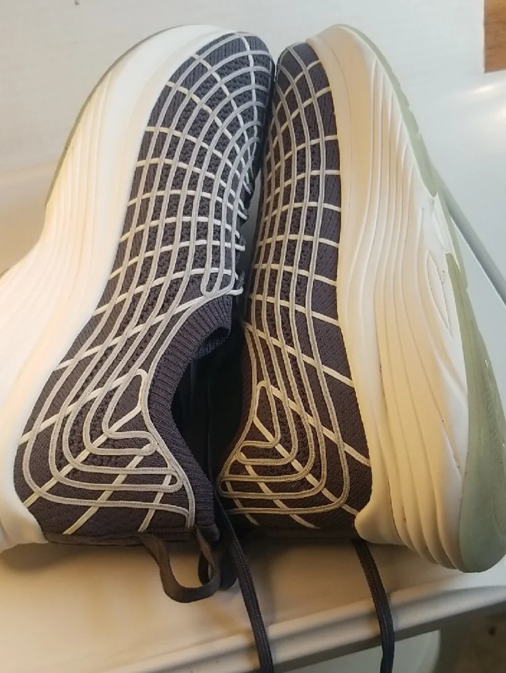 APL Men’s Gray Knit Sneakers with Cream Grid Overlay